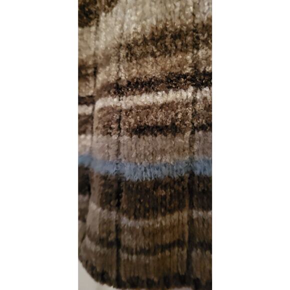 Liz Claiborne Sweater Womens Large Wool Blend Cardigan Striped Taupe - Picture 8 of 8